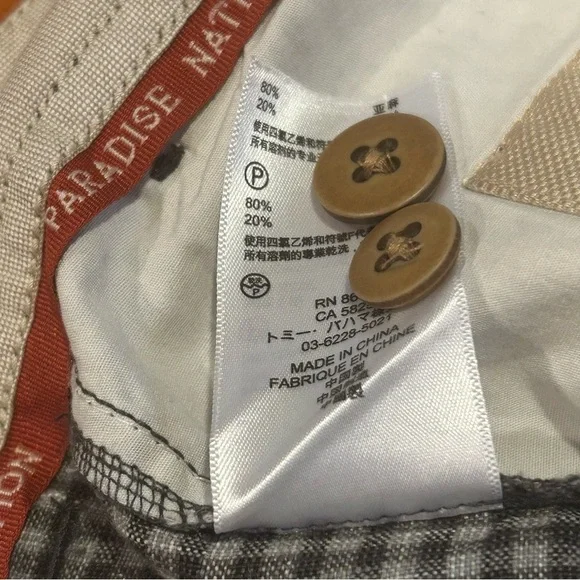 Tommy Bahama Checkered Paradise Nation Linen Silk Beach Chino Shorts 40 Men’s - Picture 11 of 13